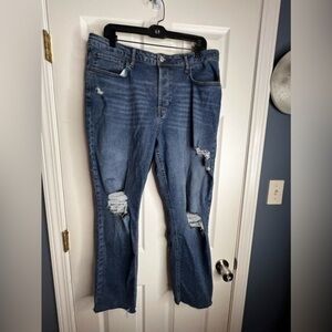 No Boundaries Juniors Size 17 Blue Wash Distressed Button Fly Denim Jeans 14